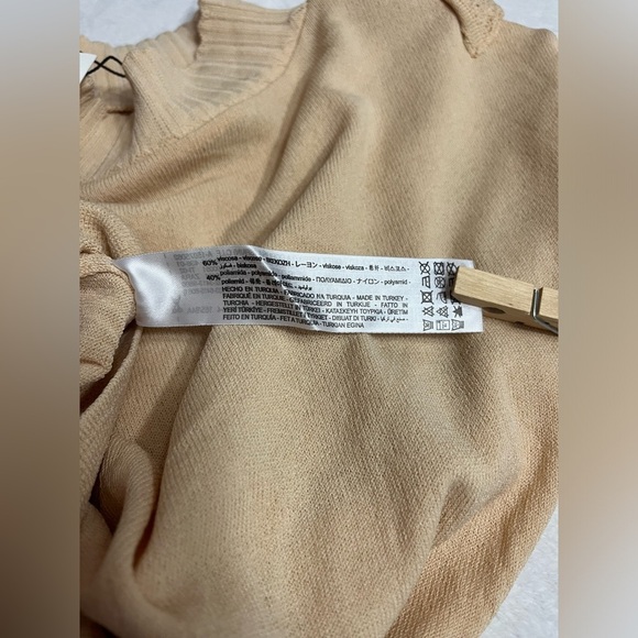 Zara Dollette knit long ruffle sleeve blouse Sz small beige/tan NWT! - Picture 8 of 14